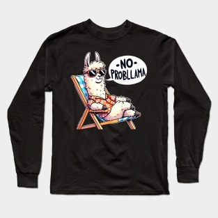 No Probllama Llama (Back Print) Long Sleeve T-Shirt